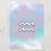 Aquarius Zodiac Symbol op moeder van Pearl Nacre (Voorkant / Achterkant)