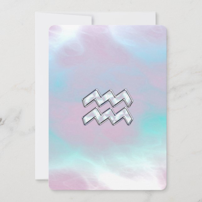 Aquarius Zodiac Symbol op moeder van Pearl Nacre (Voorkant)