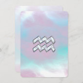 Aquarius Zodiac Symbol op moeder van Pearl Nacre (Voorkant / Achterkant)