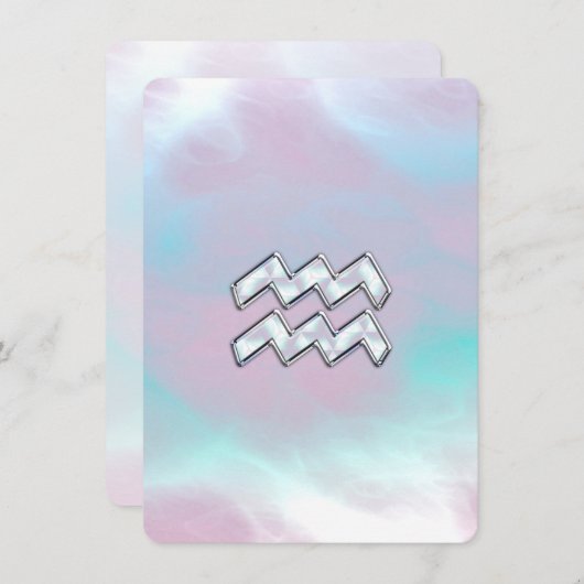 Aquarius Zodiac Symbol op moeder van Pearl Nacre (Voorkant / Achterkant)