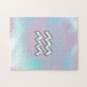 Aquarius Zodiac Symbol op moeder van Pearl Nacre Legpuzzel (Horizontaal)