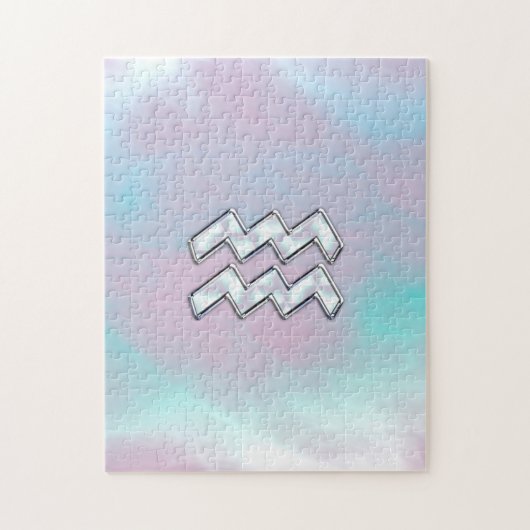 Aquarius Zodiac Symbol op moeder van Pearl Nacre Legpuzzel (Verticaal)