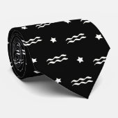 Aquarius Zodiac Symbool Black en White Stropdas (Opgerold)