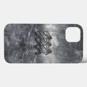Aquarius Zodiac Symbool Distress Silver Steel Case-Mate iPhone Case (Achterkant (horizontaal))