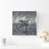 Aquarius Zodiac Symbool Distress Silver Steel Vierkante Klok (Huis)