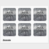 Aquarius Zodiac Symbool Distress Silver Steel Vierkante Sticker (Vel)