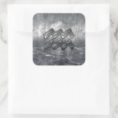Aquarius Zodiac Symbool Distress Silver Steel Vierkante Sticker (Tas)