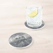 Aquarius Zodiac Symbool Distress Silver Steel Zandsteen Onderzetter (Zijkant)