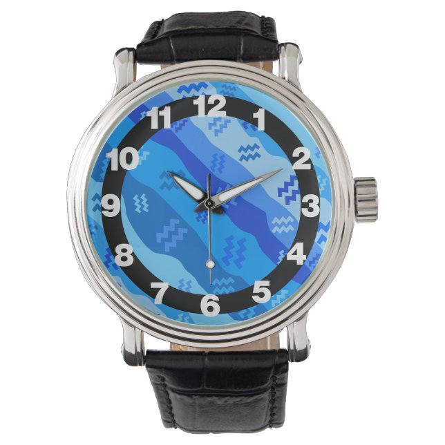Aquarius Zodiac-symbool Horloge (Voorkant)