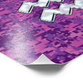 Aquarius Zodiac Symbool on fuchsia digital camo Foto Afdruk (Hoek)