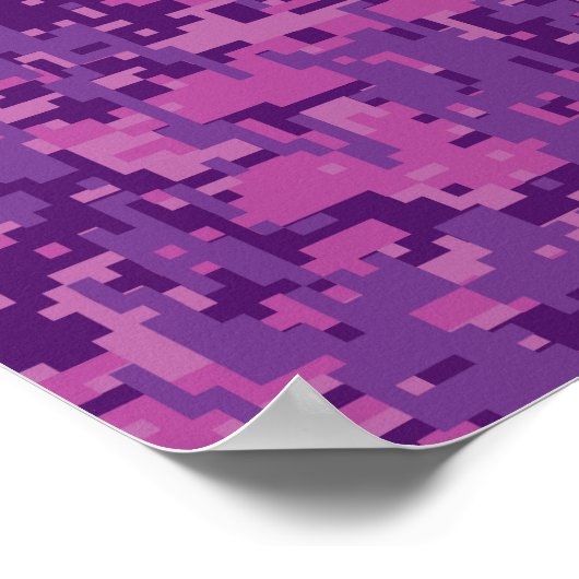 Aquarius Zodiac Symbool on fuchsia digital camo Poster (Hoek)