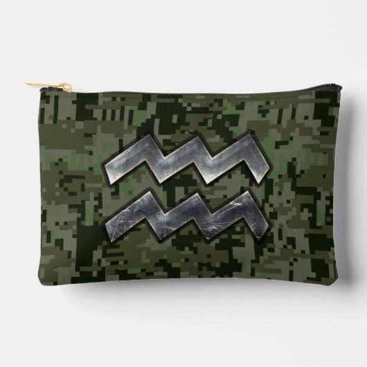Aquarius Zodiac Symbool op Green Digital Camouflag Etui (Voorkant)