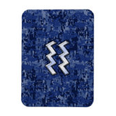 Aquarius Zodiac Symbool op marinesblauwe digitale Magneet (Verticaal)