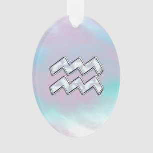 Aquarius Zodiac Symbool op moeder pareldecor Ornament
