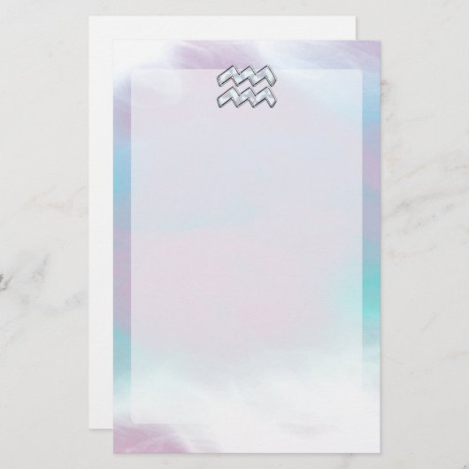 Aquarius Zodiac Symbool op moeder van het pareldec Briefpapier (Voorkant / Achterkant)