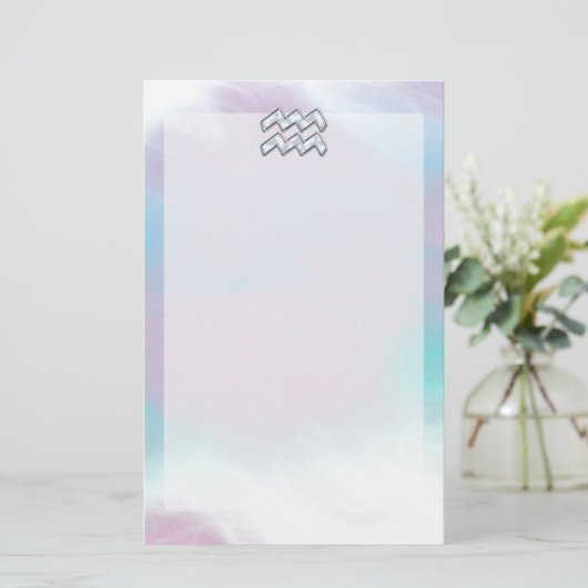 Aquarius Zodiac Symbool op moeder van het pareldec Briefpapier (Staand voorkant)