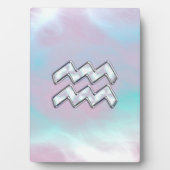 Aquarius Zodiac Symbool op moeder van het pareldec Fotoplaat (voorkant)