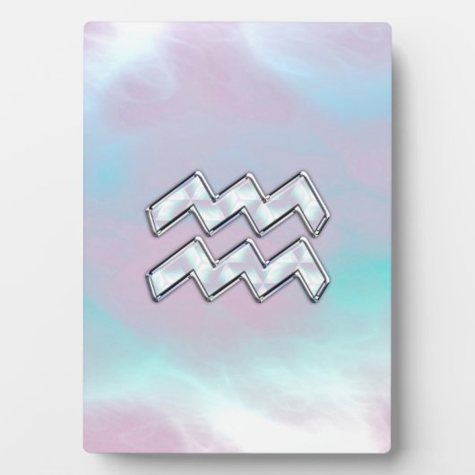 Aquarius Zodiac Symbool op moeder van het pareldec Fotoplaat (voorkant)