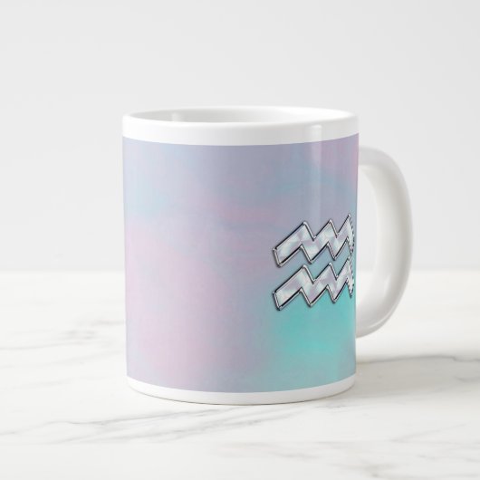 Aquarius Zodiac Symbool op moeder van het pareldec Grote Koffiekop (Voorkant rechts)
