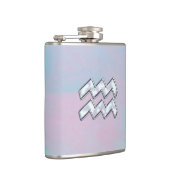 Aquarius Zodiac Symbool op moeder van het pareldec Heupfles (Rechts)