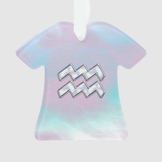 Aquarius Zodiac Symbool op moeder van het pareldec Ornament (voorkant)