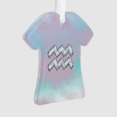 Aquarius Zodiac Symbool op moeder van het pareldec Ornament (voorkant)