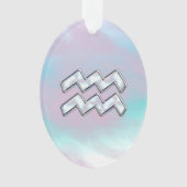 Aquarius Zodiac Symbool op moeder van het pareldec Ornament (voorkant)