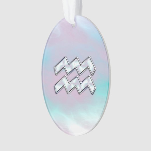 Aquarius Zodiac Symbool op moeder van het pareldec Ornament (voorkant)