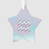 Aquarius Zodiac Symbool op moeder van het pareldec Ornament (voorkant)