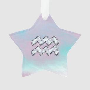 Aquarius Zodiac Symbool op moeder van het pareldec Ornament