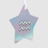 Aquarius Zodiac Symbool op moeder van het pareldec Ornament (voorkant)