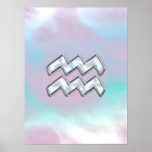 Aquarius Zodiac Symbool op moeder van het pareldec Poster (Voorkant)