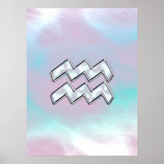 Aquarius Zodiac Symbool op moeder van het pareldec Poster (Voorkant)