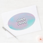Aquarius Zodiac Symbool op moeder van Parelaas Ovale Sticker (Envelop)