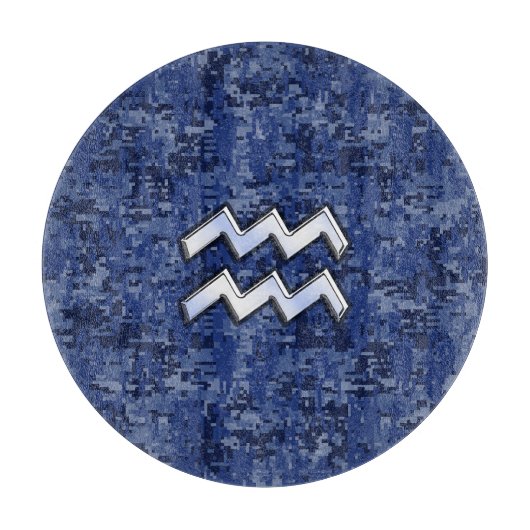 Aquarius Zodiac Symbool op Navy Digital Camouflage Snijplank (Voorkant)