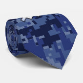 Aquarius Zodiac Symbool op Navy Digital Camouflage Stropdas (Opgerold)