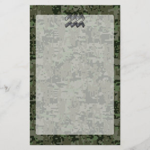 Aquarius Zodiac Symbool op olijfgroene digitale ca Briefpapier