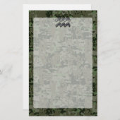 Aquarius Zodiac Symbool op olijfgroene digitale ca Briefpapier (Voorkant / Achterkant)