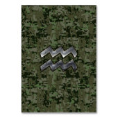 Aquarius Zodiac Symbool op olijfgroene digitale ca Kaart (Voorkant)