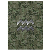 Aquarius Zodiac Symbool op olijfgroene digitale ca Klembord (Achterkant)