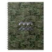 Aquarius Zodiac Symbool op olijfgroene digitale ca Notitieboek (Voorkant)