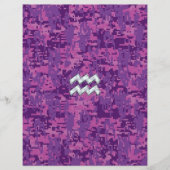 Aquarius Zodiac-symbool op roze digitale camouflag (Voorkant)