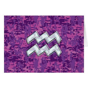 Aquarius Zodiac-symbool op roze digitale camouflag