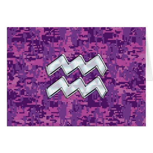 Aquarius Zodiac-symbool op roze digitale camouflag (Voorkant Horizontaal)
