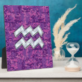 Aquarius Zodiac-symbool op roze digitale camouflag Fotoplaat (Zijkant)