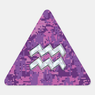 Aquarius Zodiac-symbool op roze digitale camouflag Sticker