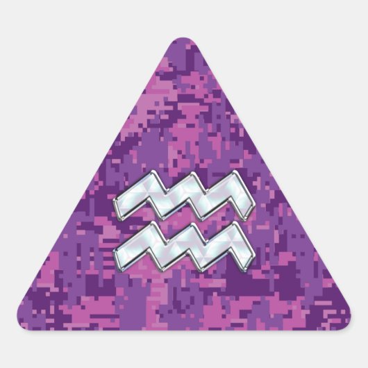 Aquarius Zodiac-symbool op roze digitale camouflag Sticker (Voorkant)