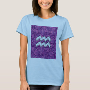 Aquarius Zodiac-symbool op roze digitale camouflag T-shirt