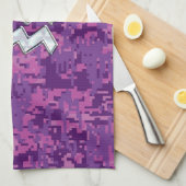 Aquarius Zodiac-symbool op roze digitale camouflag Theedoek (Quarter Fold)