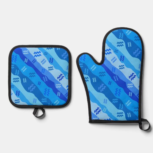 Aquarius Zodiac-symbool Ovenwant & Pannenlap Set (Voorkant)